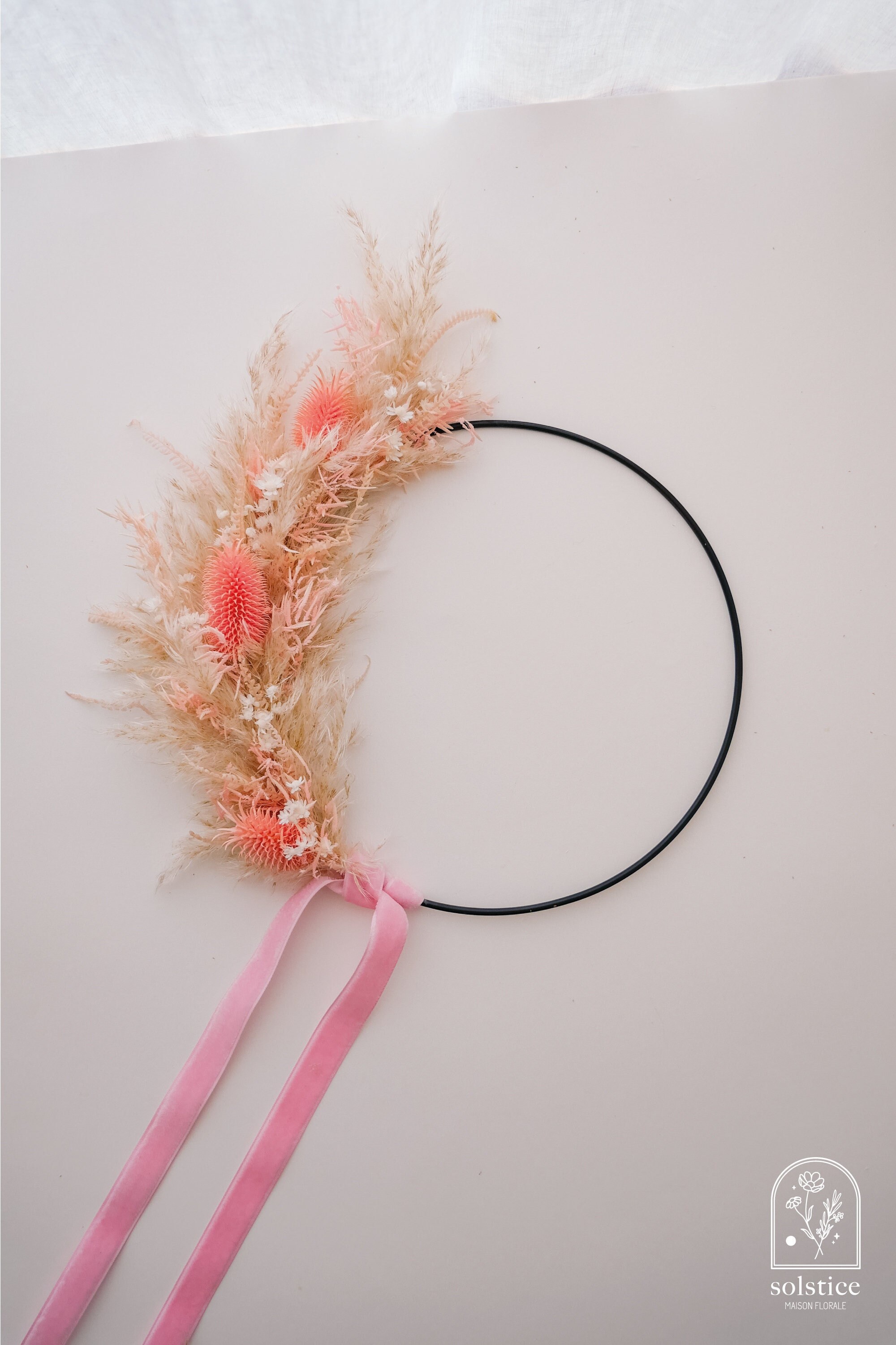 Couronne Fleurs Séchées Teintes Chaudes - Dragée