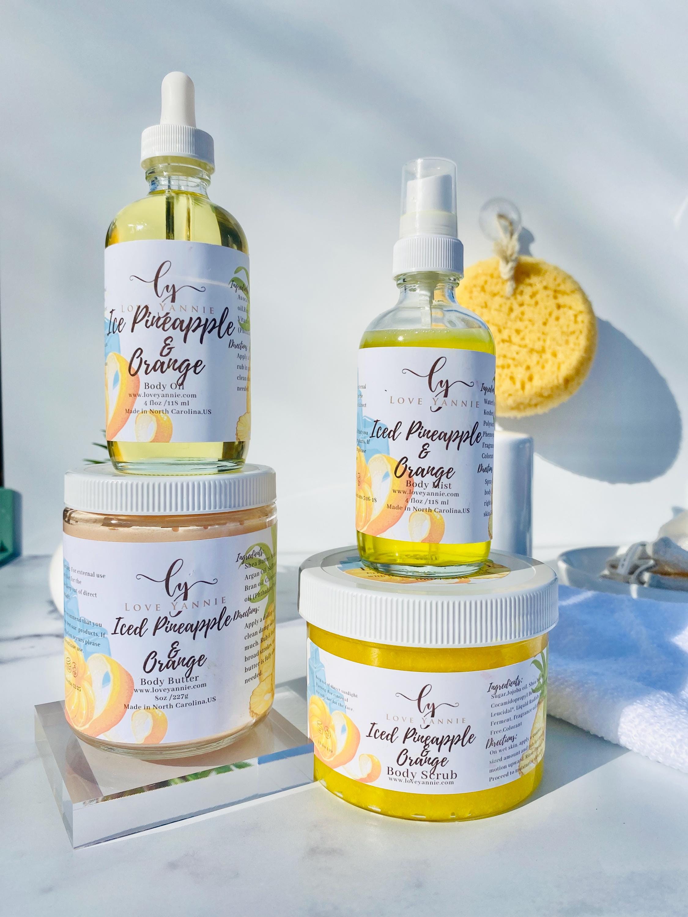Iced pineapple and orange Body bundle vegan body care self care gift for women  scented body care box set birthday gift for mom wife gift