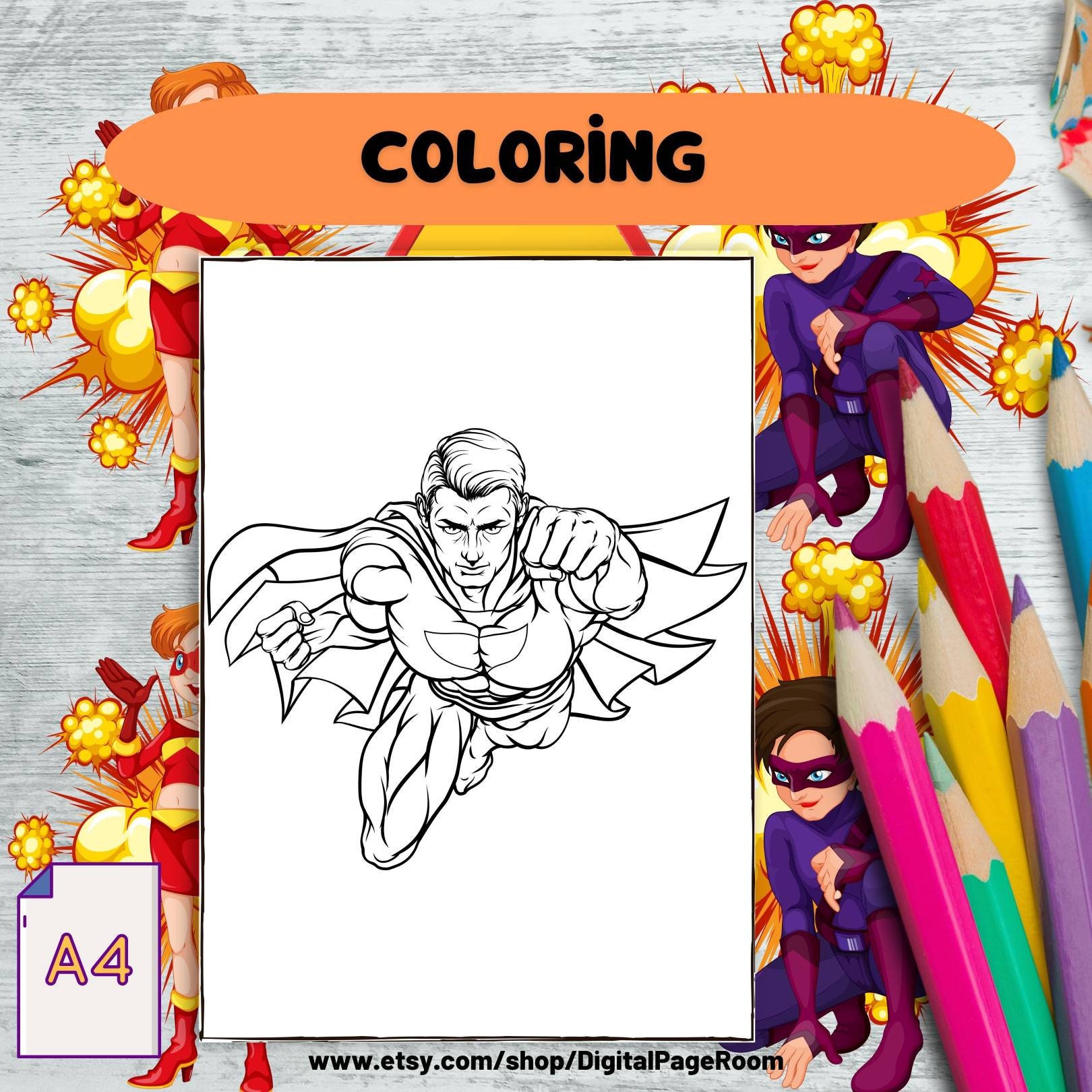 Superhero Coloring Book 100 Printable Superhero Coloring - Etsy