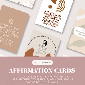 Cartes d'affirmation de la fertilité pour FIV, Aide à la fertilité, Cartes numériques de manifestation et d'encouragement, Essayer de concevoir, Prendre soin de soi pendant la grossesse