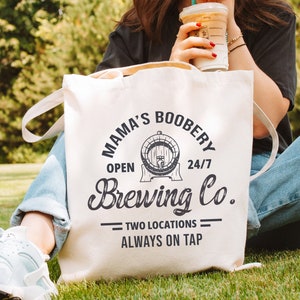 Mama&#39;s Boobery Brewing Co, Breastfeeding Postpartum Gift, Reusable Canvas Tote, Gift For Her, New Mama Present, Busy Mom Everything Bag