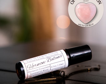Hormone Support Essential Oil Blend, Organic Menstrual Support for PMS Periods and Menopause, Regulate Your Period, Rose Quartz Bonus Gift