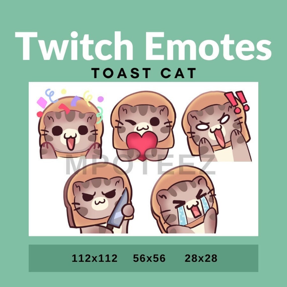 Toast Bread Cat Emotes Twitch Discord Youtube Etsy