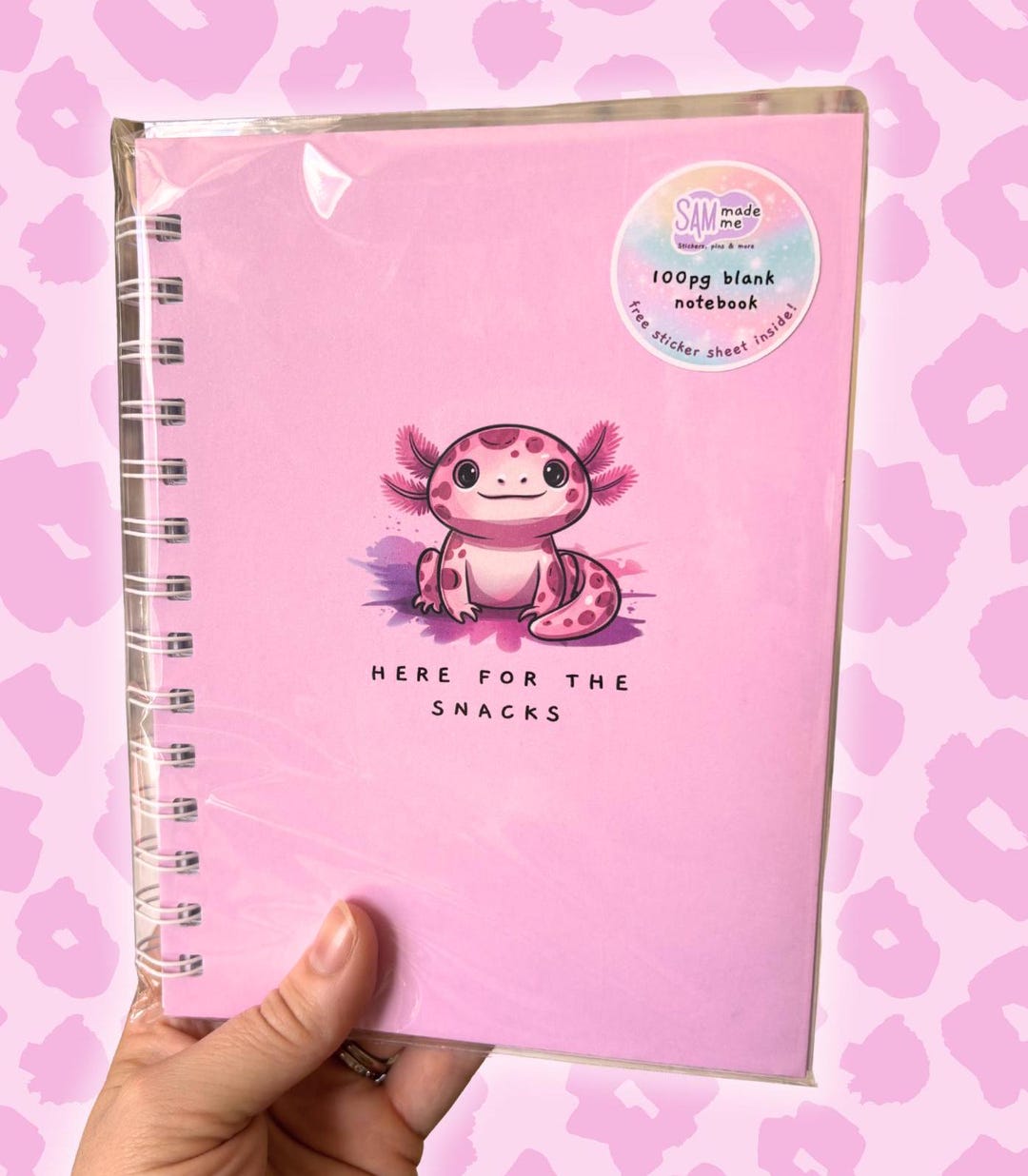 Axolotl Notebook – 'here for the Snacks' – Cute Cartoon Journal, Blank ...