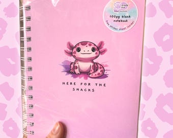 Axolotl Cartoon Journal : carnet rose fait main pour les collations