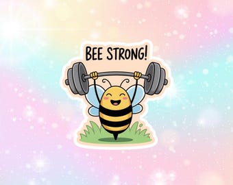 Abeille mignonne forte autocollant en vinyle résistant à l'eau holographique dessin animé coloré lumineux amusant jardinage cadeau abeille heureux soleil d'été bonheur