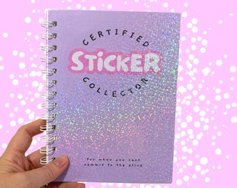 Album d'autocollants réutilisable pour tous les types d'autocollants, livre d'autocollants violets scintillants, cadeau pour enfants, collectionneur d'autocollants, design arc-en-ciel amusant