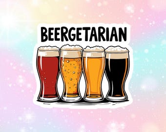 Sticker vinyle brillant Beergetarian, autocollant résistant à l'eau, étui pour téléphone, sticker pour ordinateur portable, cadeau pour lui, amateur de bière, cadeau de célibataire, autocollant punny drôle