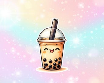 Sticker vinyle Boba tea Sticker vinyle bubble tea boba drink bouteille kawaii Sticker brillant résistant à l'eau pour ordinateur portable cadeau mignon pour son téléphone