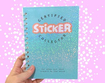 Album d'autocollants réutilisable pour tous les types d'autocollants, livre d'autocollants bleus scintillants, cadeau pour enfants, collectionneur d'autocollants, design arc-en-ciel amusant