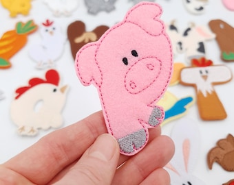 Farm Animal Alphabet Machine Embroidery Design Ith Felt Abc Letters 4x4 Hoop Digital File Pattern Kids Educational Learning Toy Pig