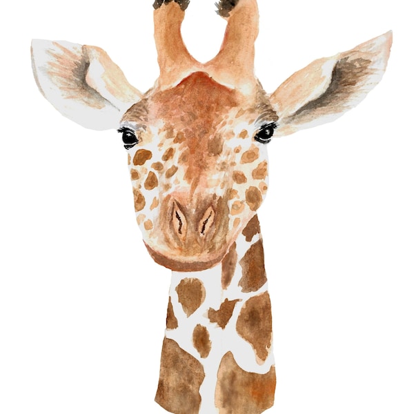 Sticker - Cute Realistic Giraffe Animal of Original Watercolor for your Laptop, Water Bottle, or Book