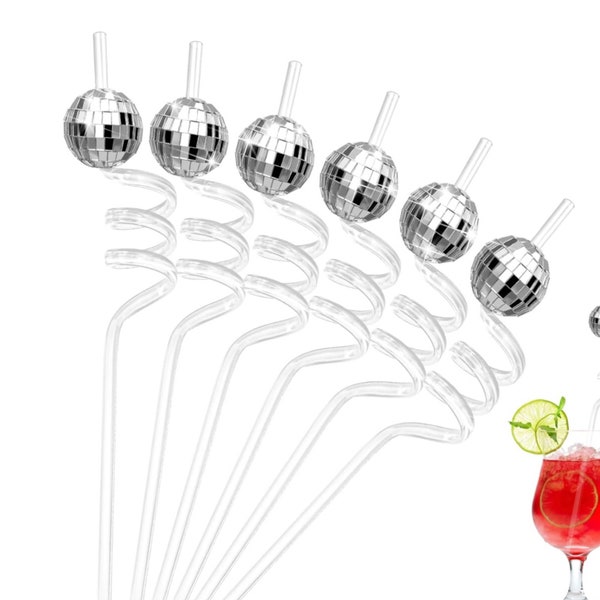 Reusable Disco Ball Straw, Plastic Straw for Drinks, Eco-Friendly Straw, Party Supplies, Unique Gift