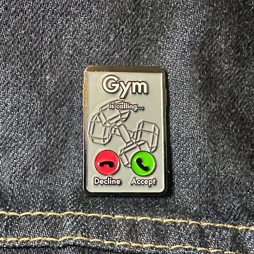 Gym is Calling Enamel Pin With a Twist - Quirky Fitness Gift - Etsy