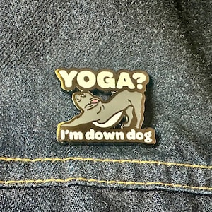 Yoga French Bulldog Lapel Pin - Fun Down Dog Pose