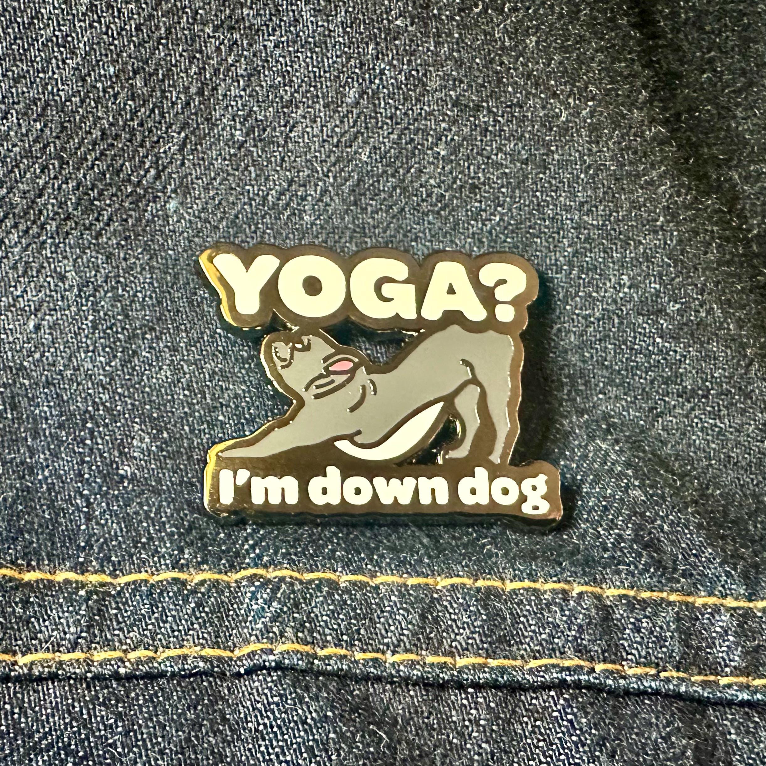 Yoga French Bulldog Lapel Pin - Fun Down Dog Pose