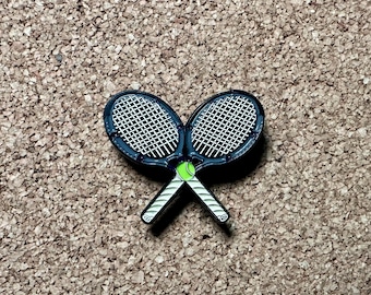 Tennis Racket Pin, Funny Pin, Gym Bag Accessories, Athlete Gift, Tennis Lover Gift, Sports Enamel Pin, Lapel Pin