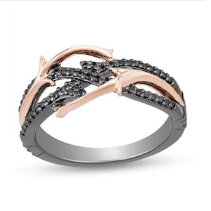 Maleficent Ring: Black Onyx Sterling Silver Two Tone Engagement Ring