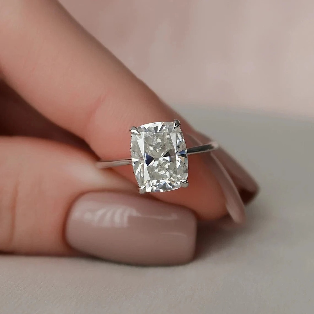 Bague de fiançailles en argent sterling taille coussin carats