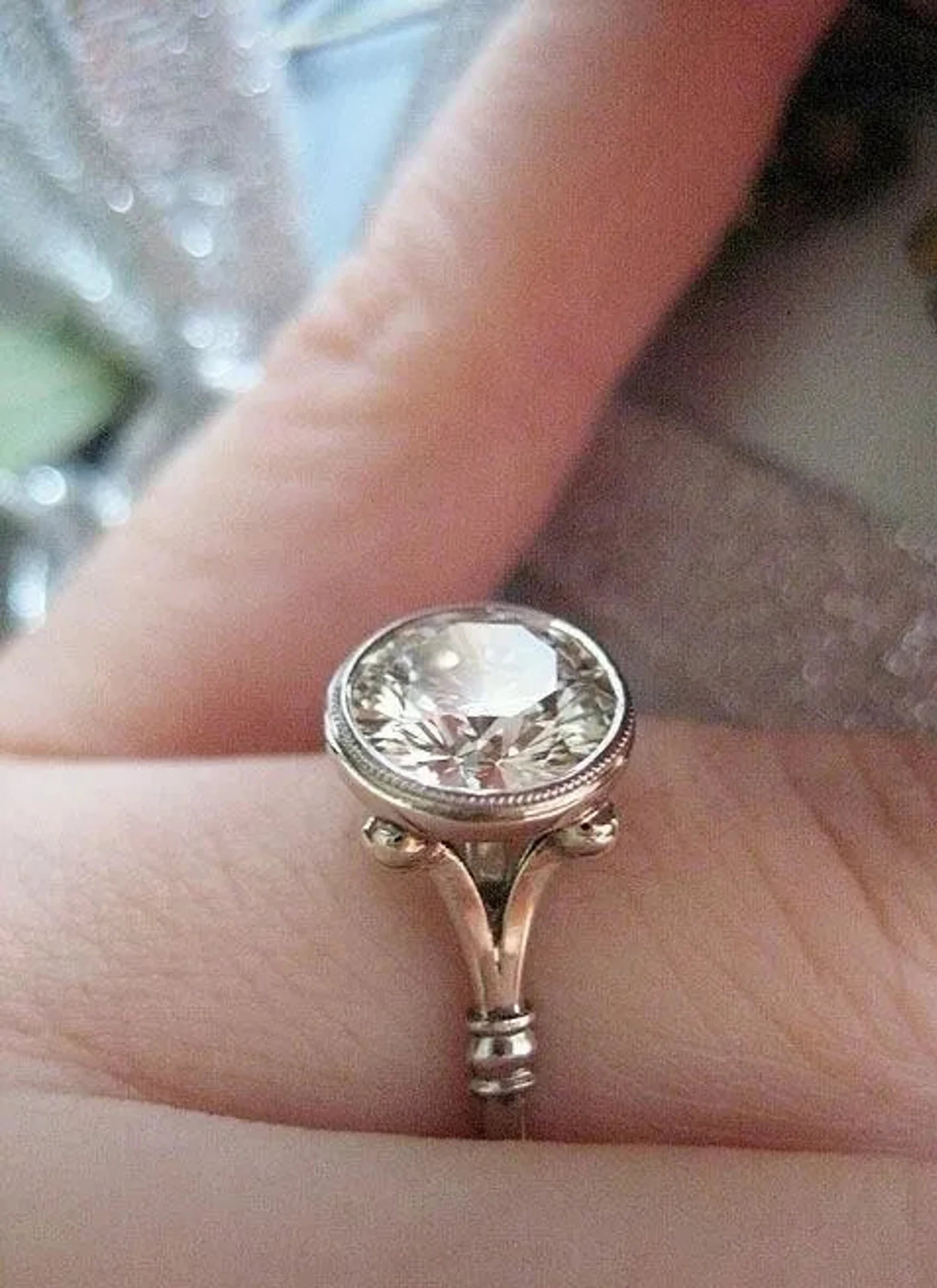 1930s Art Deco 2.00 Ct Round Cut Diamond Solitaire Ring, Sterling Silver Bezel Set