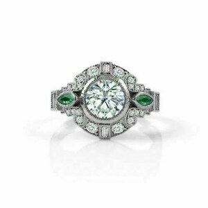 1930s Art Deco Diamond Engagement Ring: Sterling Silver Anniversary Ring