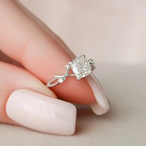 1.7 CT Cushion Cut Twig Engagement Ring, Branch Diamond Engagement Ring, Elongated Cushion Diamond Ring, Anniversary Ring Cushion Solitaire