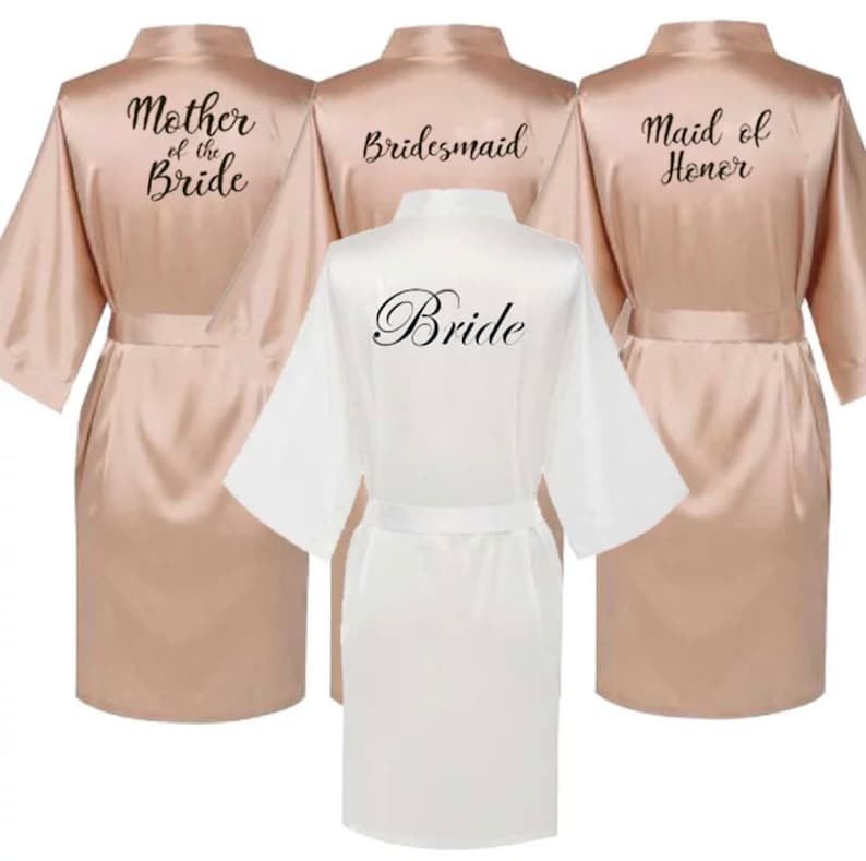 Bride Robe Color Wedding Bride Bathrobe Team Bride Robe Bridesmaid Robe Black Letters ...