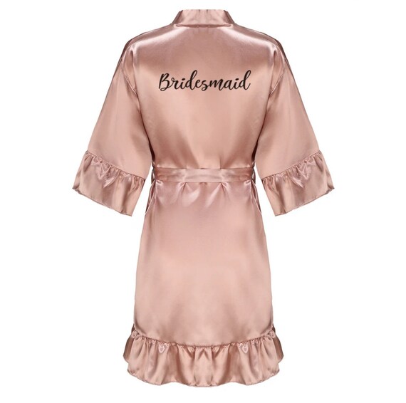 Giova Set di accappatoi da donna per la sposa e la damigella d'onore in stile kimono setoso, Bordeaux, taglia unica