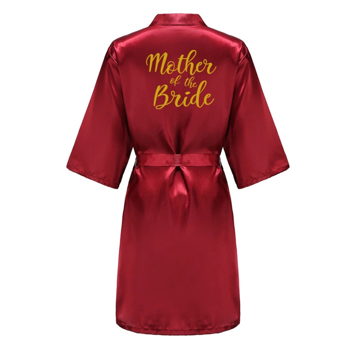Wedding Red Team Bride Robe With Gold Letters Kimono Satin Bridesmaid ...