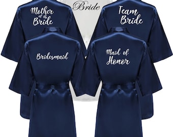 Hochzeit Blau Team Braut Robe Kimono Satin Brautjungfer Personalisierter Bademantel Brautparty Liefert Junggesellinnenabschied