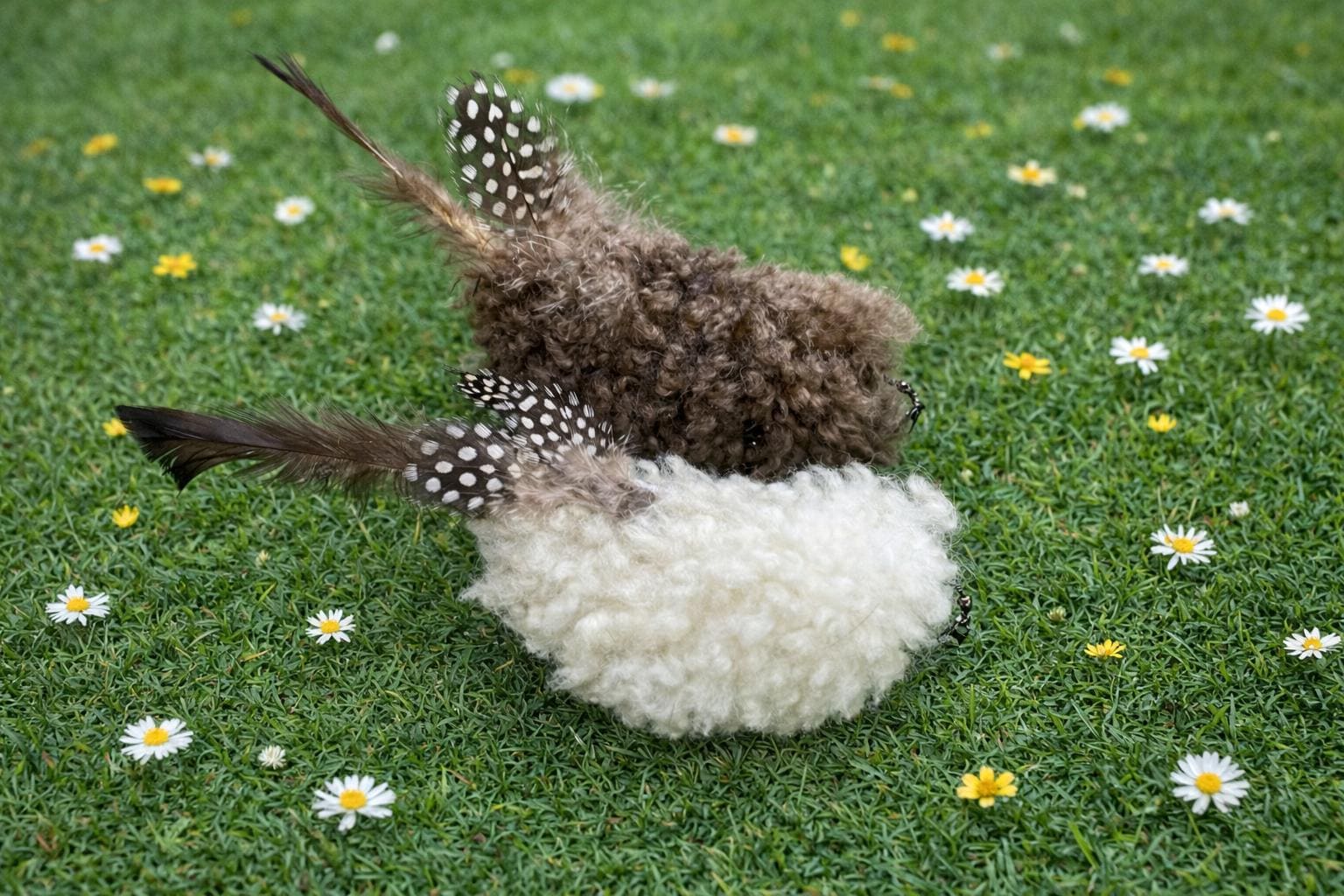 Woolly Lambswool Cat Toy Wand Attachment: Feathers & Valerian