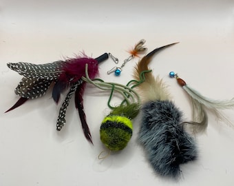 Fur and Feathers Cat Toy Pack Option 1 - 5 Great Interactive Cat Toys, Kitten Toys, Teaser Cat Toys,