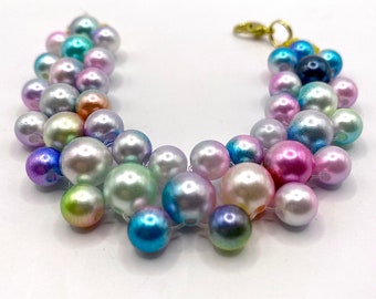 Bubblegum Colourful Pearl Pet Necklace, Collar, Cat Necklace, Handmade,