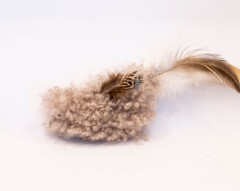 Woolly Flyer Interactive Cat Toy, Kitten Toy, Lambswool Cat Toy, Feather Cat Toy, Unique, Fun