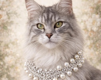 Luxury Enamel and Pearl Cat Collar | One-of-a-Kind Design | Made to Measure