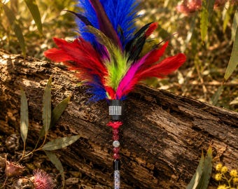 Feather Cat Wand Toy: Interactive Play, Handmade - Rosella Ruckus