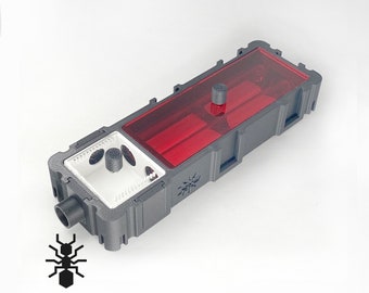 Ants Founding Nest With Small Outworld en red cover lid | formicaria ant supplies | Multiple color formicarium for hobby ant keepers