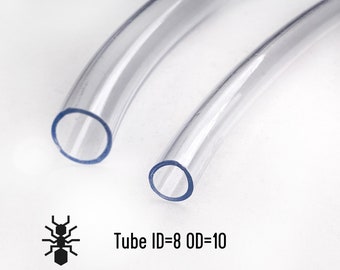 Tubes flexibles transparents ID 8 mm OD 10 mm | fournitures pour fourmis formicaria | tubes pour connecter des nids de fourmis ou tubes à essai pour les amateurs de fourmis