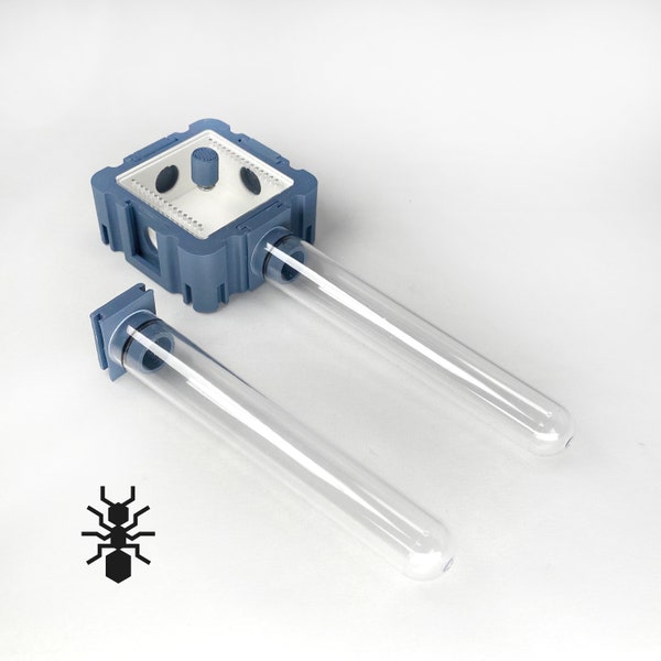 Ameisenkönigin Gründer-Nest 5x5 Modul mit Zwei Reagenzgläsern| Formicarie Ameisen Zubehör | Mehrfarbiges Resopal für Hobby-Ameisenhalter