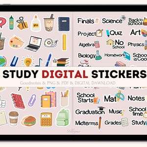 Studieren Sie digitale Aufkleber, GoodNotes Aufkleber, lernen Sie vorgeschnittene digitale Aufkleber für GoodNotes, Studentenaufkleber, Schulaufkleber