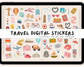 TRAVEL Digital Stickers for GoodNotes, Pre-cropped Digital Planner Stickers, GoodNotes Stickers, travel stickers, Bonus Stickers,adventure
