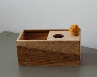 Caja Montessori de Permanencia del Objeto / Caja Imbucare con tapa deslizante / Juguete de madera para bebés / 10 M+ / Regalo