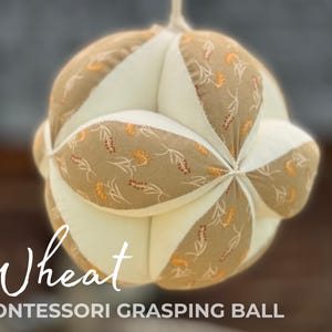 Takane Ball Montessori Puzzle - Soft Cotton Sensory Toy - Baby Grasping Ball Gift 3M+ Wheat