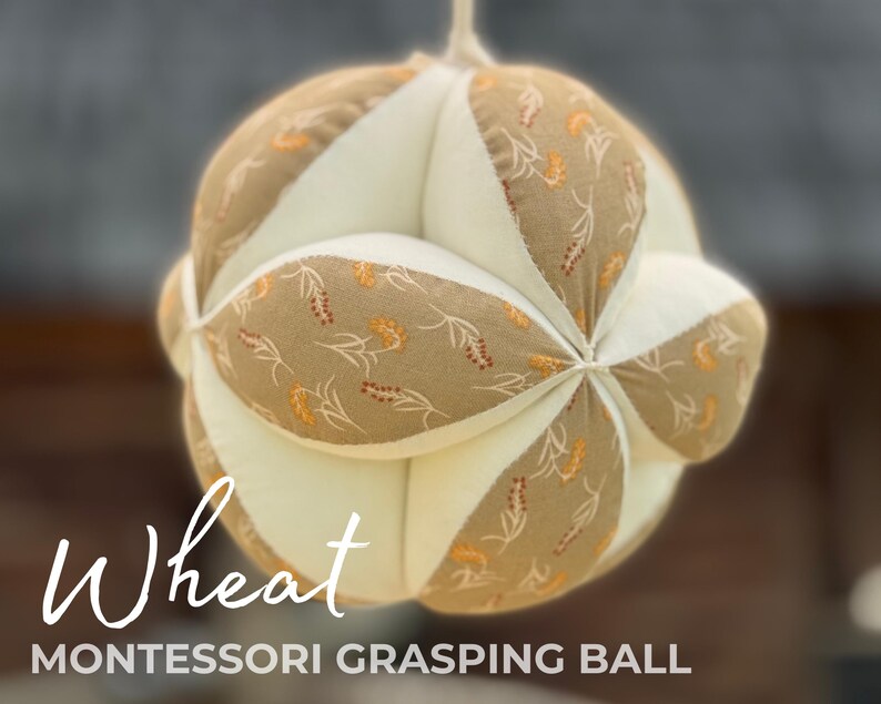 Takane Ball Montessori Puzzle - Soft Cotton Sensory Toy - Baby Grasping Ball Gift 3M+ Wheat