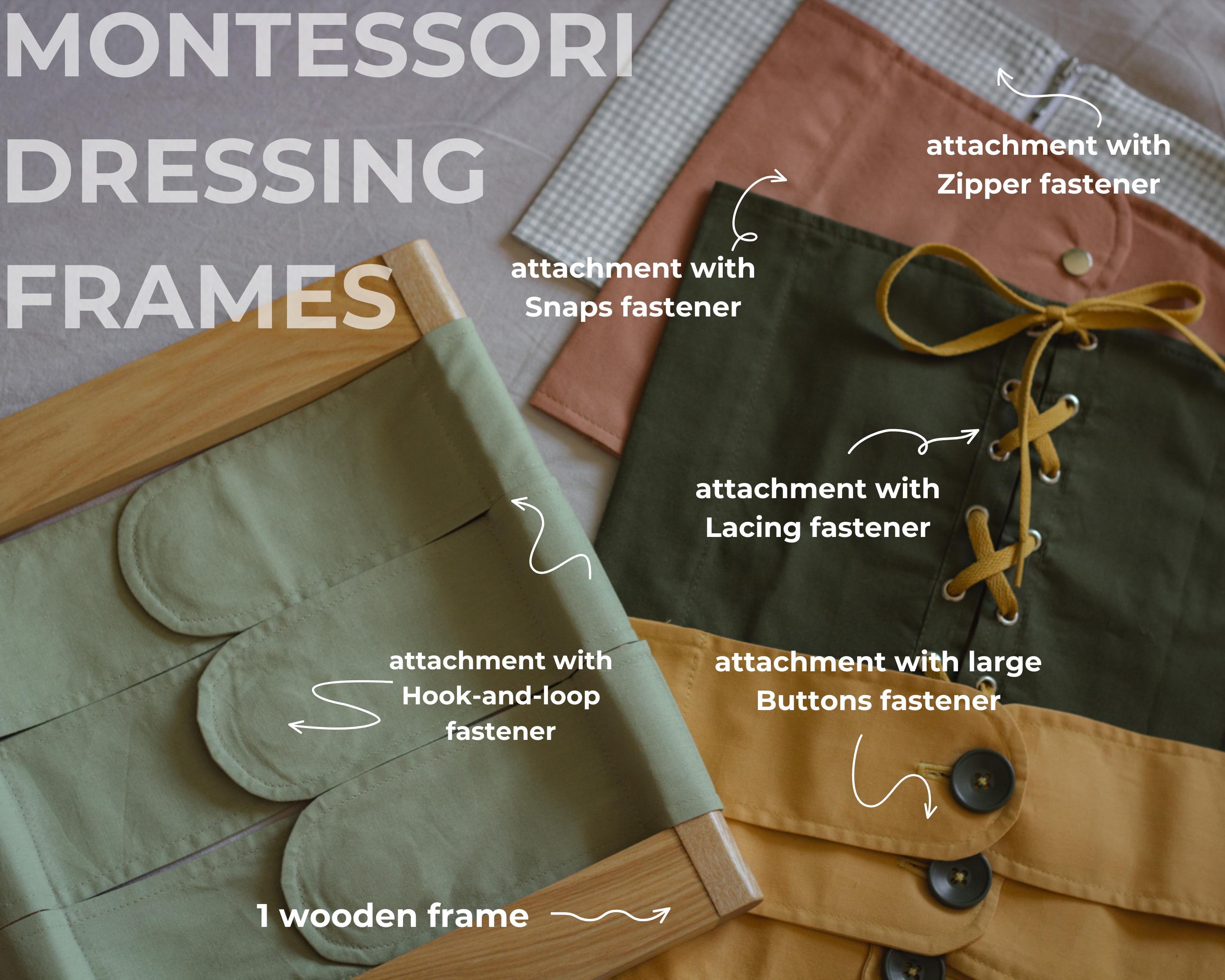 Dressing Frame Activity Montessori Dressing Frames Set - 5 Fastener Types - Self-care Learning ...
