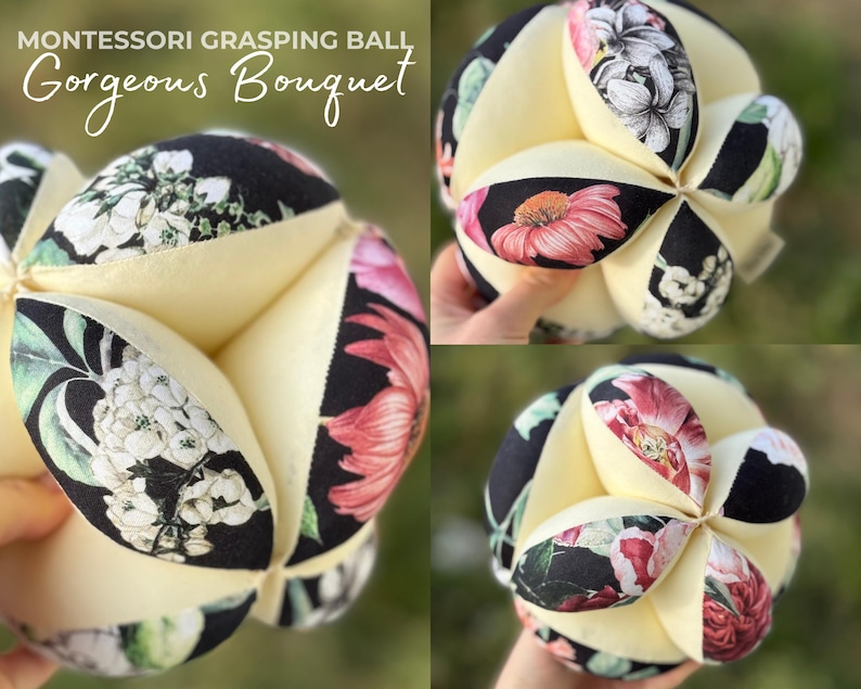 Takane Ball Montessori Puzzle - Soft Cotton Sensory Toy - Baby Grasping Ball Gift 3M+ Gorgeous Bouquet