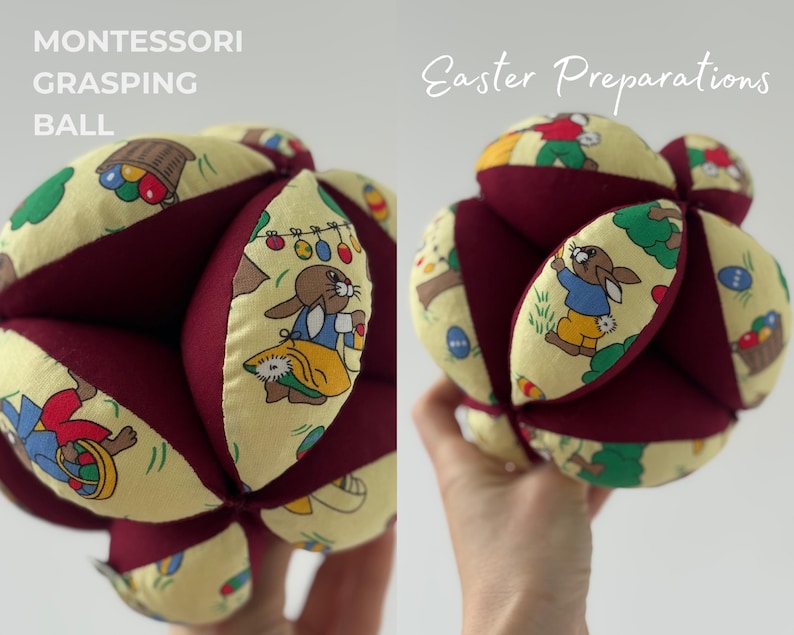 Takane Ball Montessori Puzzle - Soft Cotton Sensory Toy - Baby Grasping Ball Gift 3M+ Easter Preparations