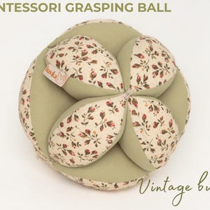 Takane Ball Montessori Puzzle - Soft Cotton Sensory Toy - Baby Grasping Ball Gift 3M+ Vintage buds