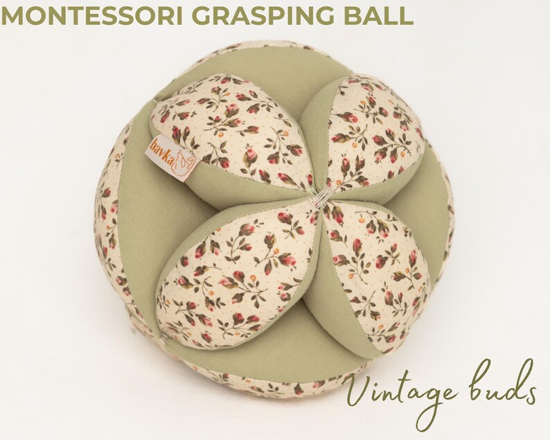 Takane Ball Montessori Puzzle - Soft Cotton Sensory Toy - Baby Grasping Ball Gift 3M+ Vintage buds