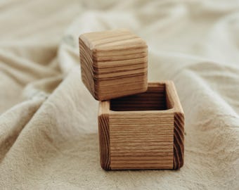 Montessori Cube & Box Set - Wooden Grasping Toys - Baby Stacking Learning Toy 5M+